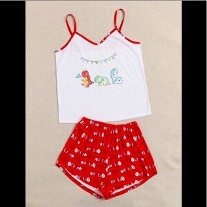 Dinosaur Party Spaghetti Strap Tank Top Style & Short PJs R Lounge Wear